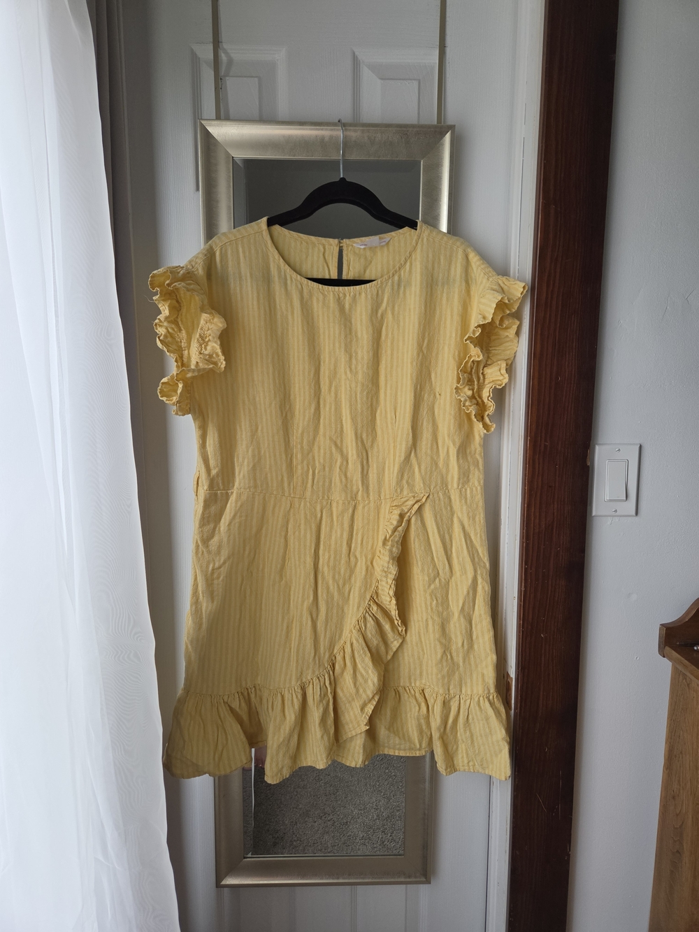 Women's Yellow Ruffle-Trim Short Dress